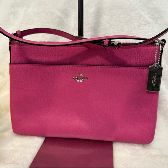 Coach Handbags - Coach Crossbody in Pink Saffiano Leather with Silver Toned Hardware